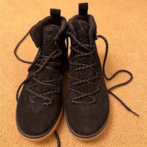 UGG Black Textured Lace-Up Boots